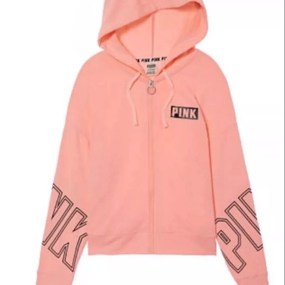 pink zip up hoodie victoria secret